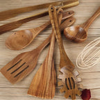 Wooden Cooking Utensil Set - 7pc Heat Resistant Kitchen Tools 4