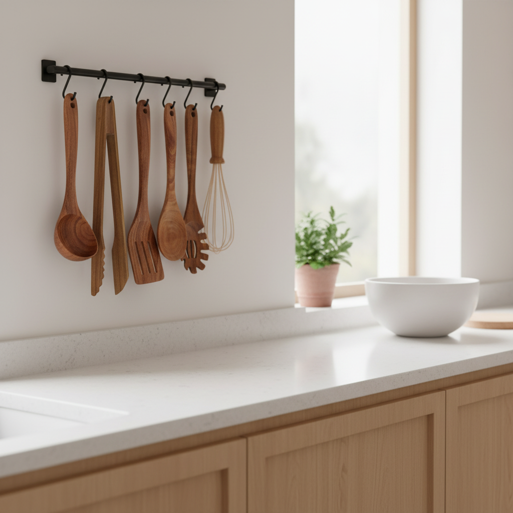 Wooden Cooking Utensil Set - 7pc Heat Resistant Kitchen Tools 5