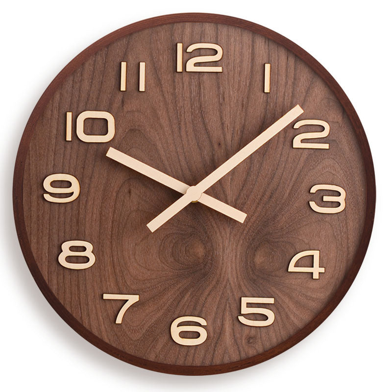 Wooden Wall Clock Silent Sweep Modern - Living Room 0