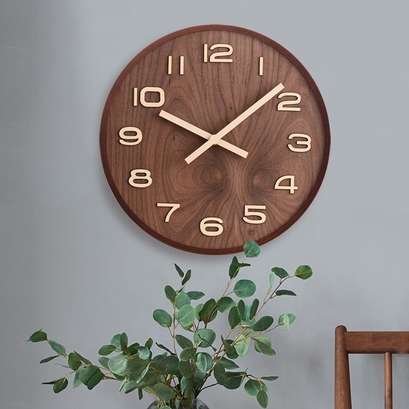Wooden Wall Clock Silent Sweep Modern - Living Room 1