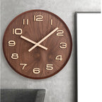 Wooden Wall Clock Silent Sweep Modern - Living Room 2