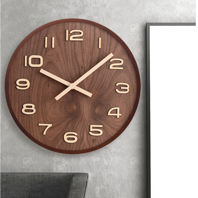 Wooden Wall Clock Silent Sweep Modern - Living Room 2