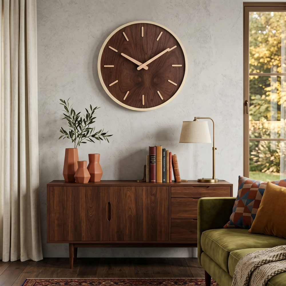 Wooden Wall Clock Silent Sweep Modern - Living Room 94