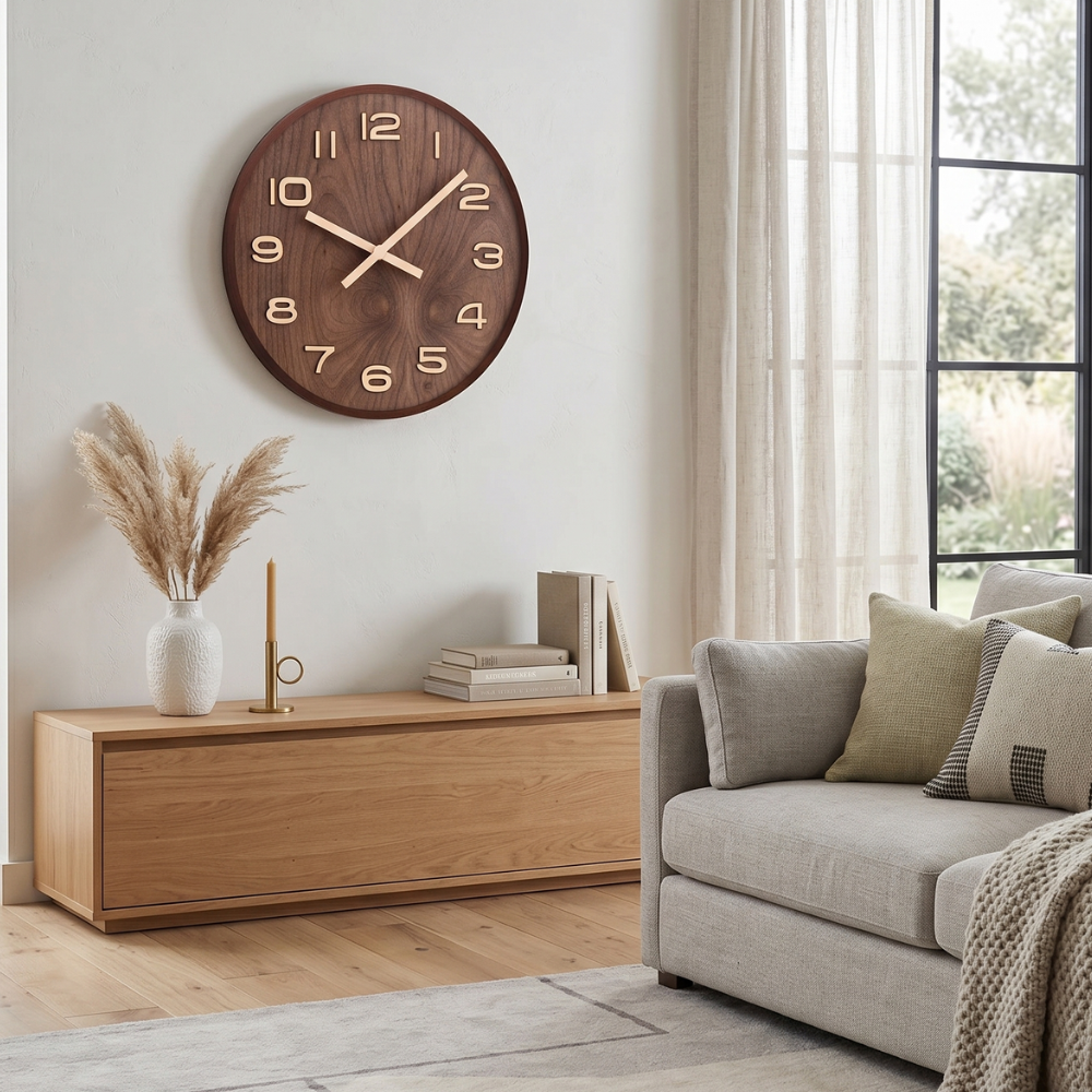 Wooden Wall Clock Silent Sweep Modern - Living Room 95
