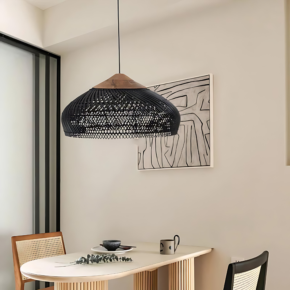 Woven Rattan Pendant Light - Adjustable Eco-Friendly Kitchen Hanging Light 2