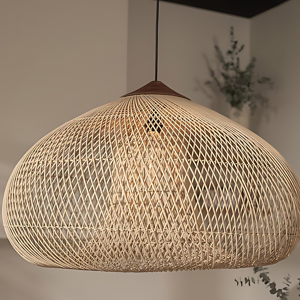 Woven Rattan Pendant Light Fixture – Bohemian Kitchen Hanging Lights 8