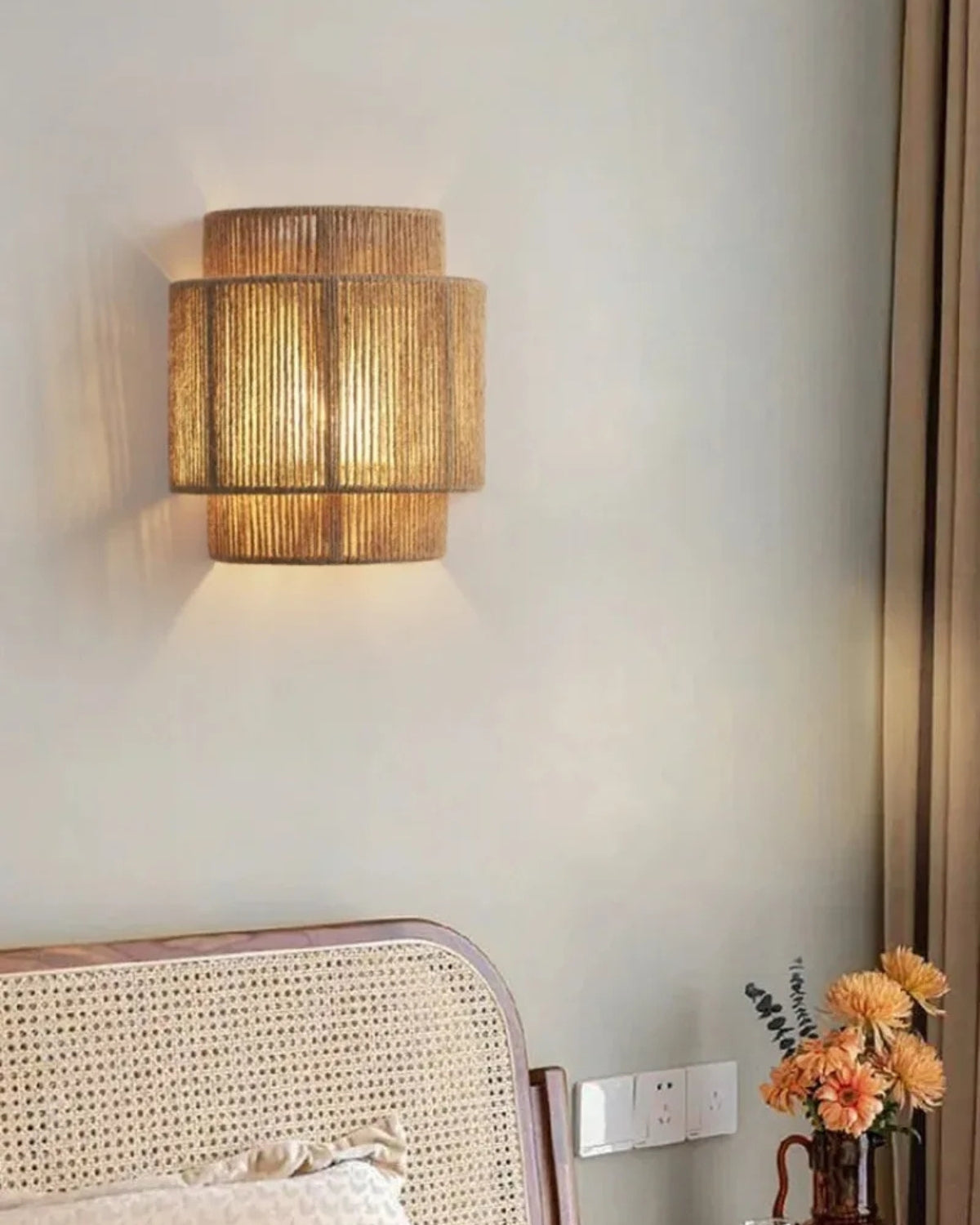 Woven Rope Wall Lamp – Natural Beige Sconce for Cozy Home Decor and Modern Style 3