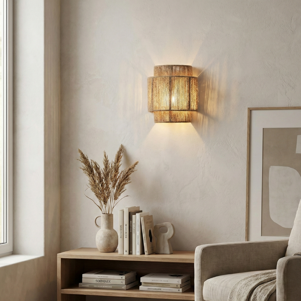 Woven Rope Wall Lamp – Natural Beige Sconce for Cozy Home Decor and Modern Style 9